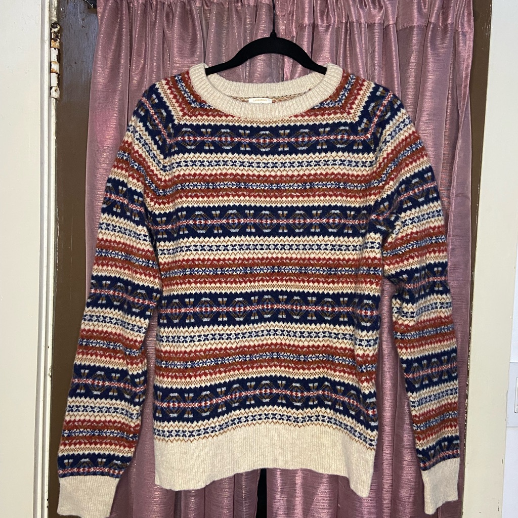 J.Crew 100% Lambs’ Wool Multicolor Patterned Striped Sweater